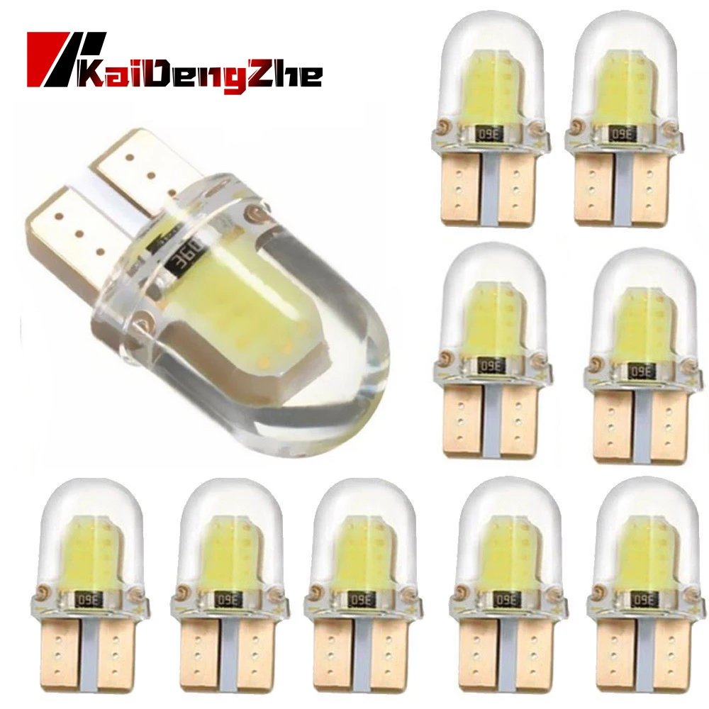10PCS T10 W5W Bulb 12V LED License Plate Lamp COB T10 White LED Clearance Lamp Led Parking Lights Automobile Lights Accessories