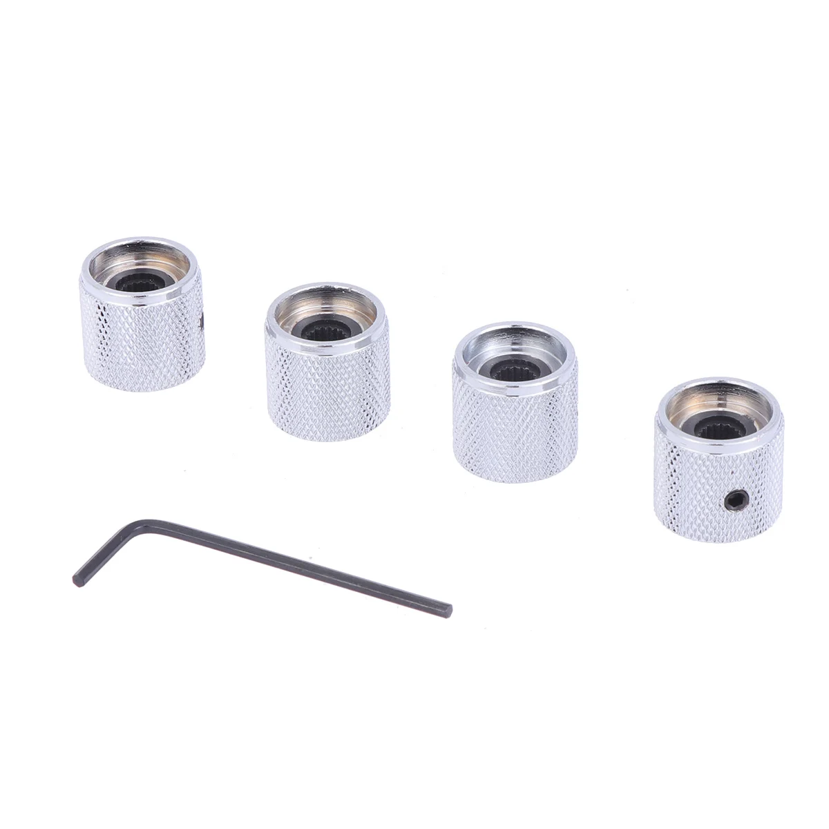 

5Pcs Electric Guitar Volume Knob Metal Brass Durable Control Replacement Knob with Wrench Silver for Bass Electric Guitar