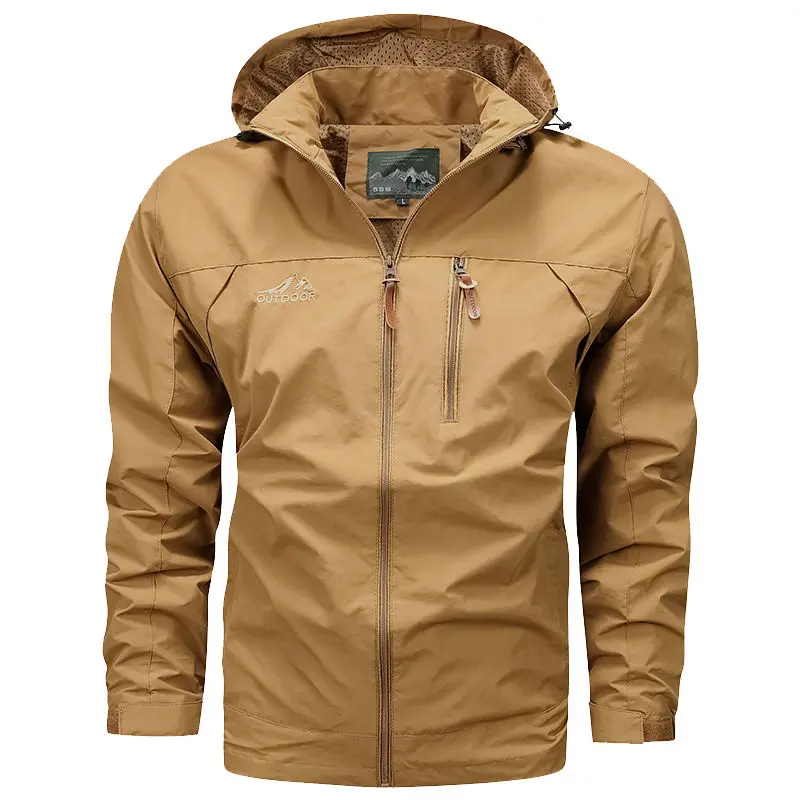 

New Outdoor Casual Hooded Jacket Mountaineering Waterproof Windproof Jacket Thin Men's Clothing