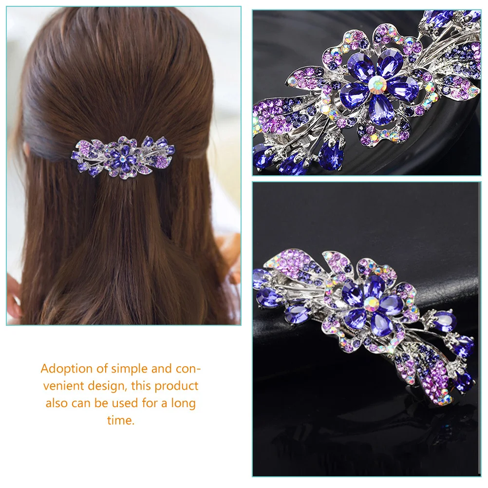 

2pcs Clips For Women Back Hair Barrettes Rhinestones Ponytail Holder Crystal Clamp Clip Girls Thin Hair Party Wedding Banquet
