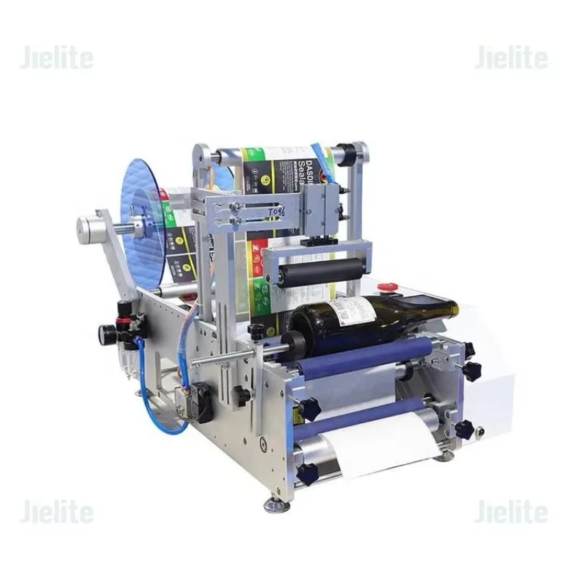 Semi-Automatic Wine Sticker Labelling Label Applicator Round Bottle Labeling Machine