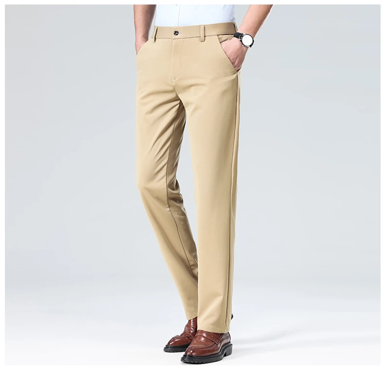 29-42 männer Sommer Dünne Mode Business Casual Anzug Hosen Lange Hosen männer Elastische Gerade Hülse Formale hosen Plus Größe – Detail 29