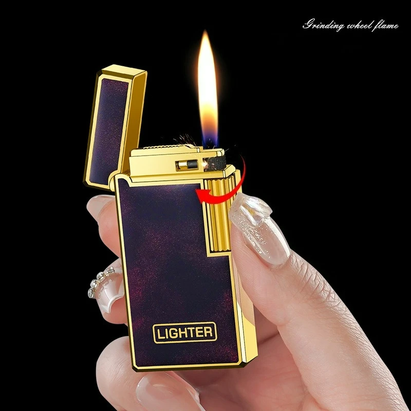 

Зажигалка из смолы с открытым пламенем, бутановая газовая зажигалка, боковое колесо, шлифовальный круг, зажигание, модные зажигалки, подарки для курения для мужчин