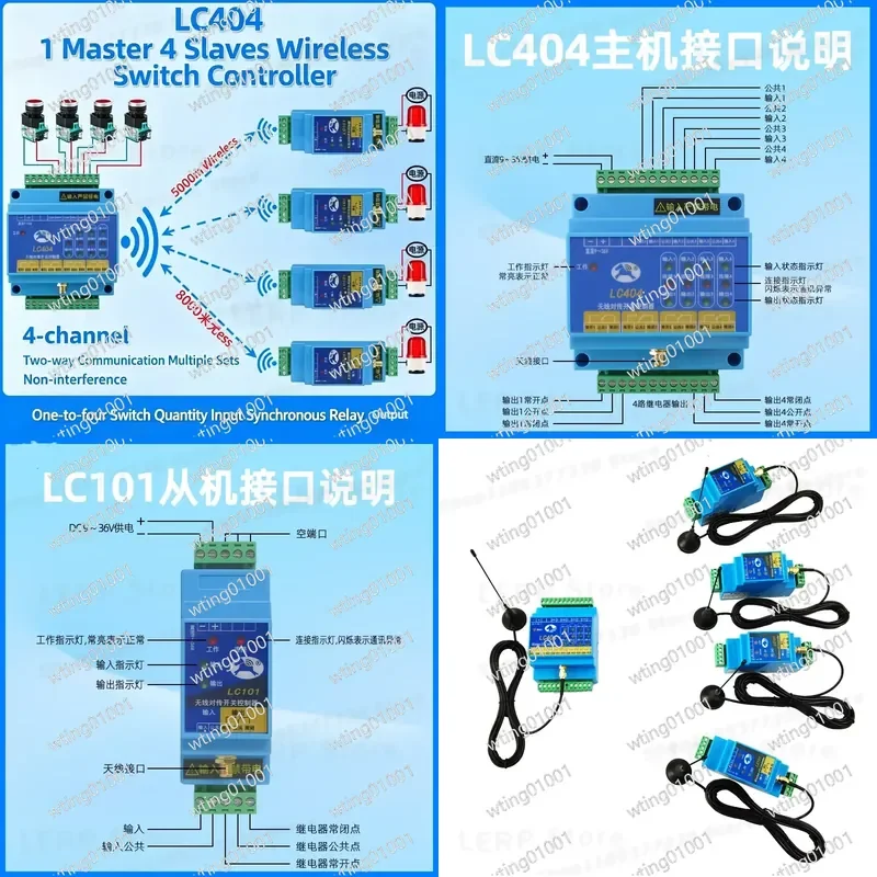 for One to Four Channel Wireless RF Remote Controller Relay Module PLC Compatible Smart Switch System for Home Automation