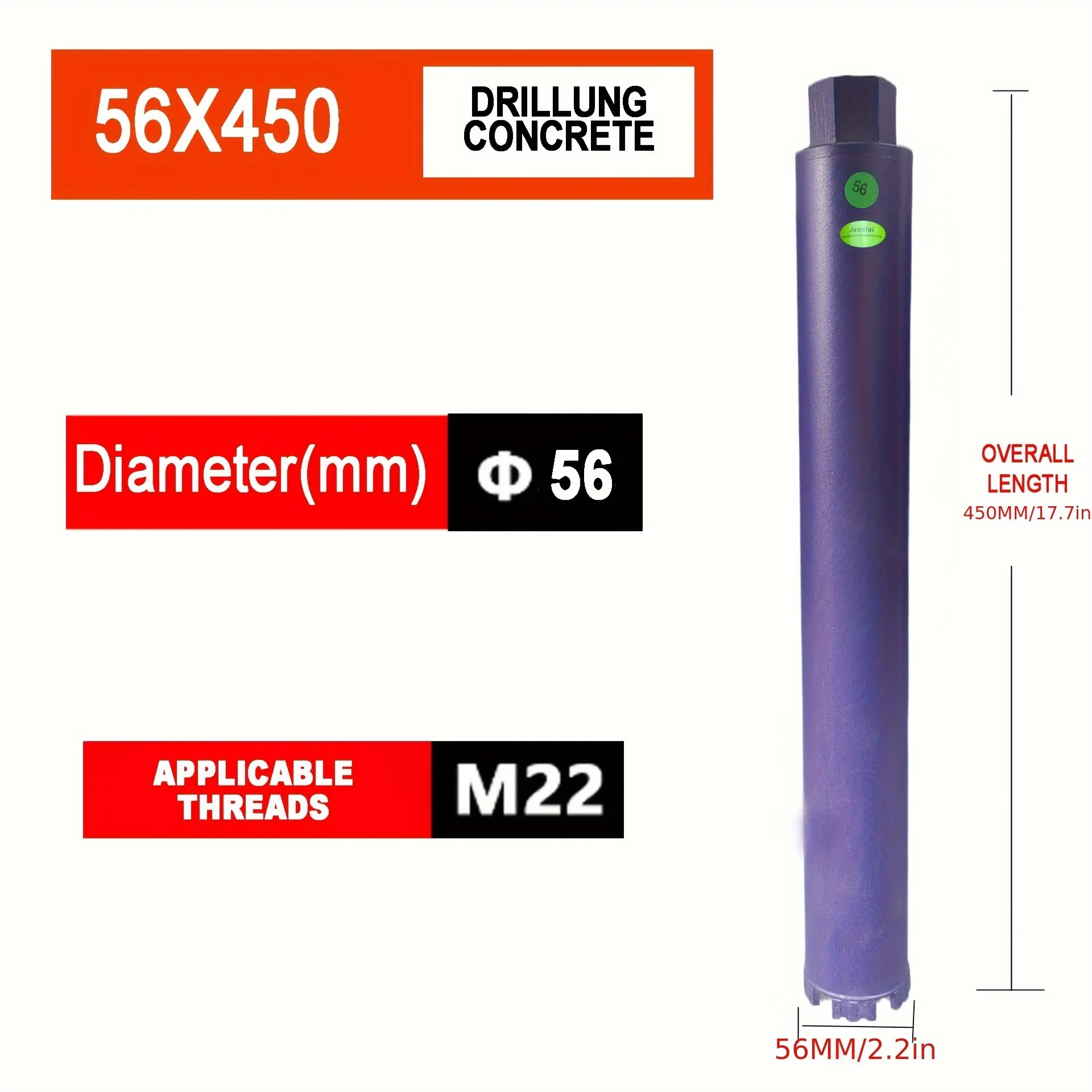 

Корончатые сверла с резьбой M22 со стальными стержнями, кирпичами, блоками, кирпичами и камнями Алмазное корончатое сверло для мокрого алмаза