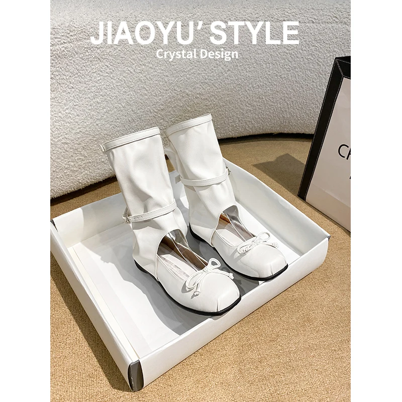 

Bow-knot Women Short Boots Solid Fashion Women Shoes Cover Heels Mary Janes Zapatos Mujer Buckle Strap Botas Femininas
