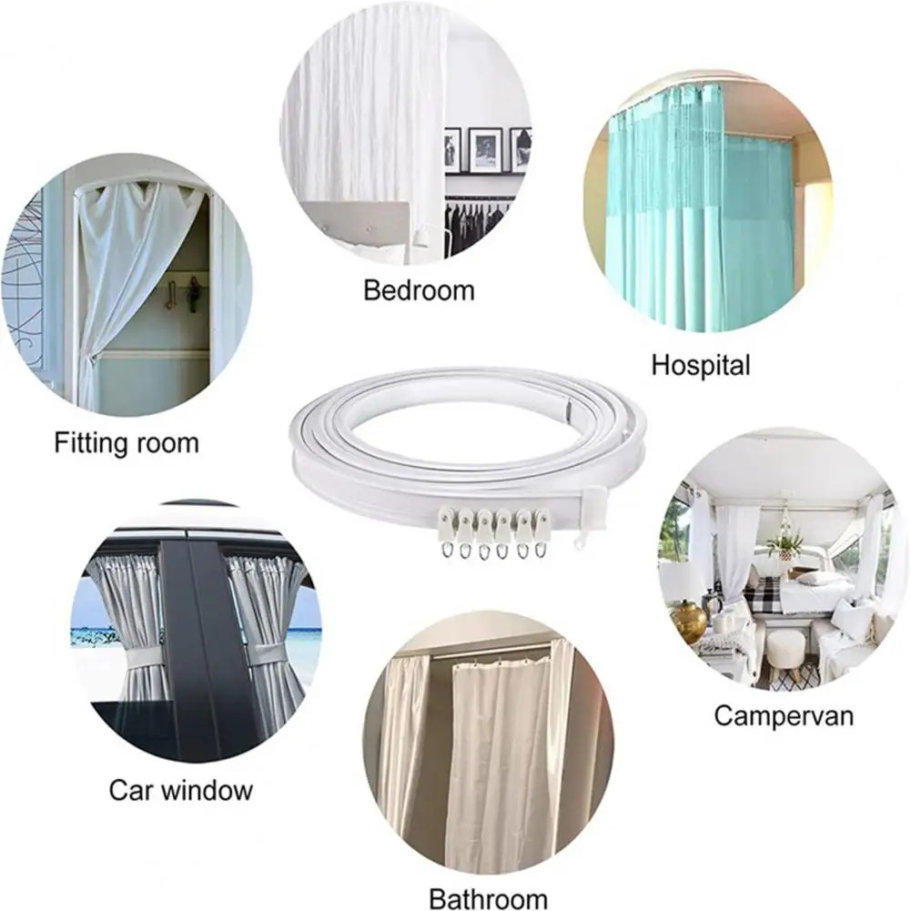 Ceiling Curtain Track Easy Installation Universal Curved Heavy-Duty Flexible Bendable Sliding Curtain Rail System Room Divider K