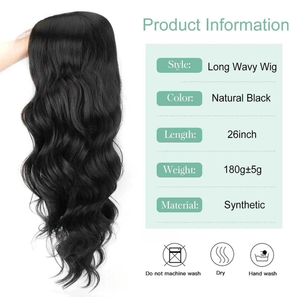 Long Wavy Wigs for Women 26 Inch Middle Part Curly Wig Natural Looking Synthetic Heat Resistant Fiber Wigs for Daily Party Use