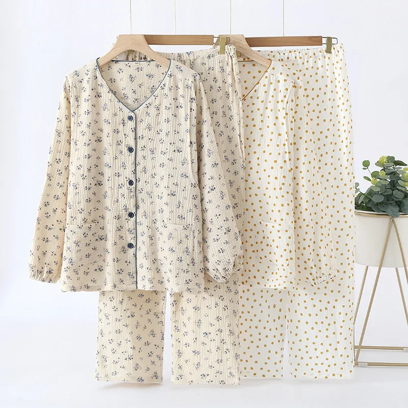 Fashion Maternity Pajamas Suits For Nursing 2023 Spring Autumn New Long Sleeve Floral Cotton Pregnacy Women Clothing