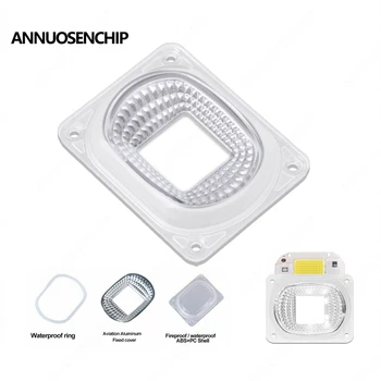 120 °   LED COB Işık PC Lens Reflektör Abajur Kiti Su Geçirmez Mühürlü silikon halka 20W 30W 50W 100W LED Çip Projektör DIY