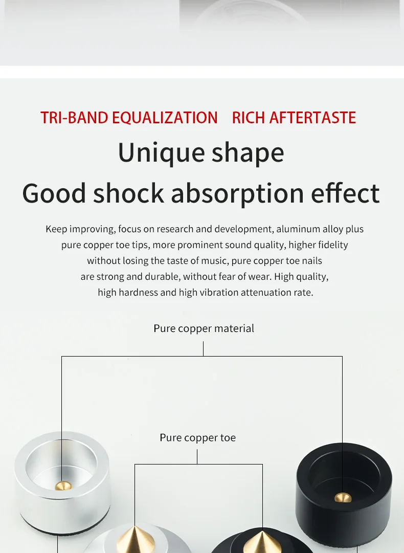 Hifi 4 قطعة سبائك الألومنيوم مضخم الصوت امتصاص الصدمات القدم مسمار تغذية الوسادة الجبهة CD الرف المتكلم المضادة للانزلاق وسادة للقدم