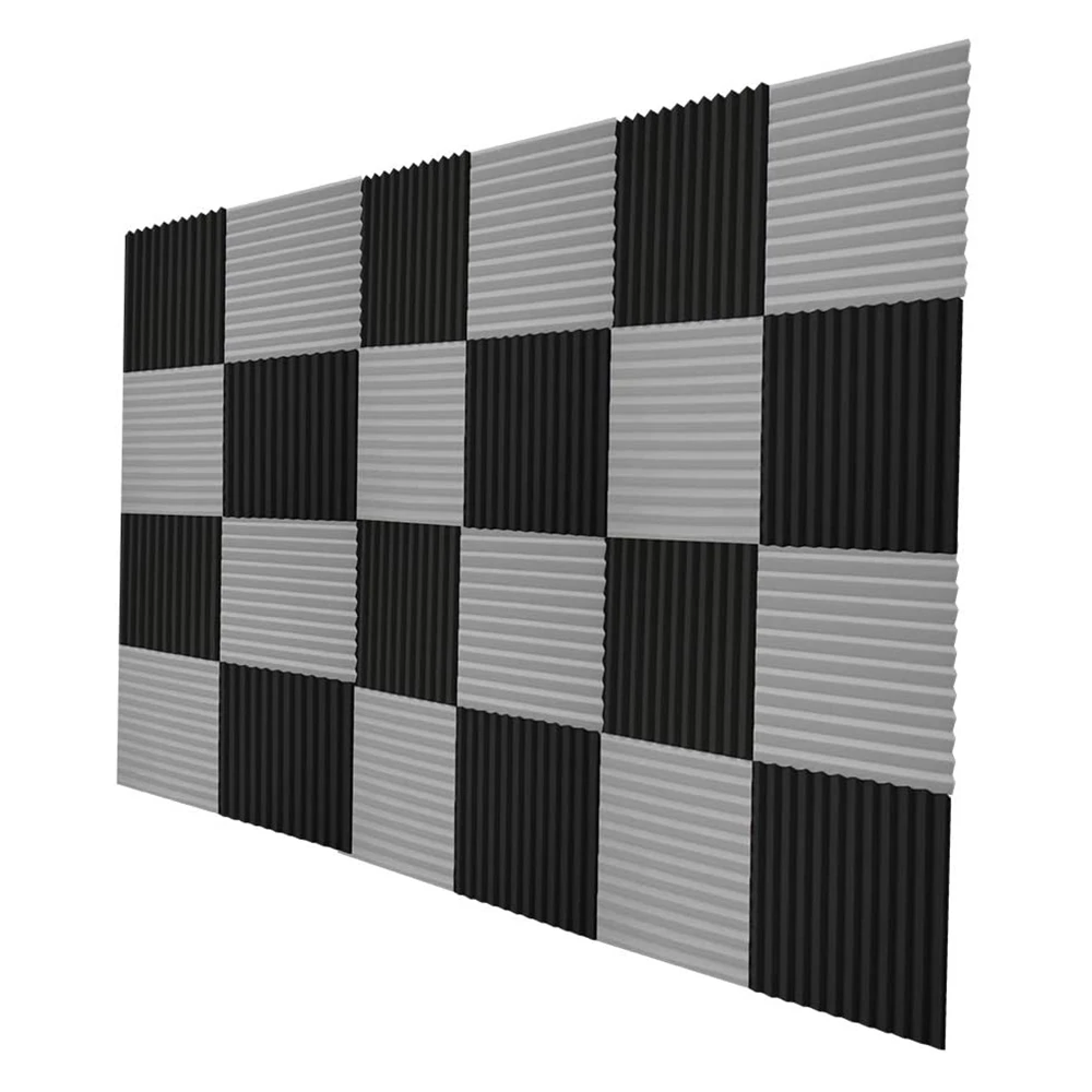 AA05 24 Pcs Acoustic Foam Board,Studio Wedge Tile,Acoustic Foam Soundproof Pyramid Studio Treatment Wall Panel 2.5X30x30cm