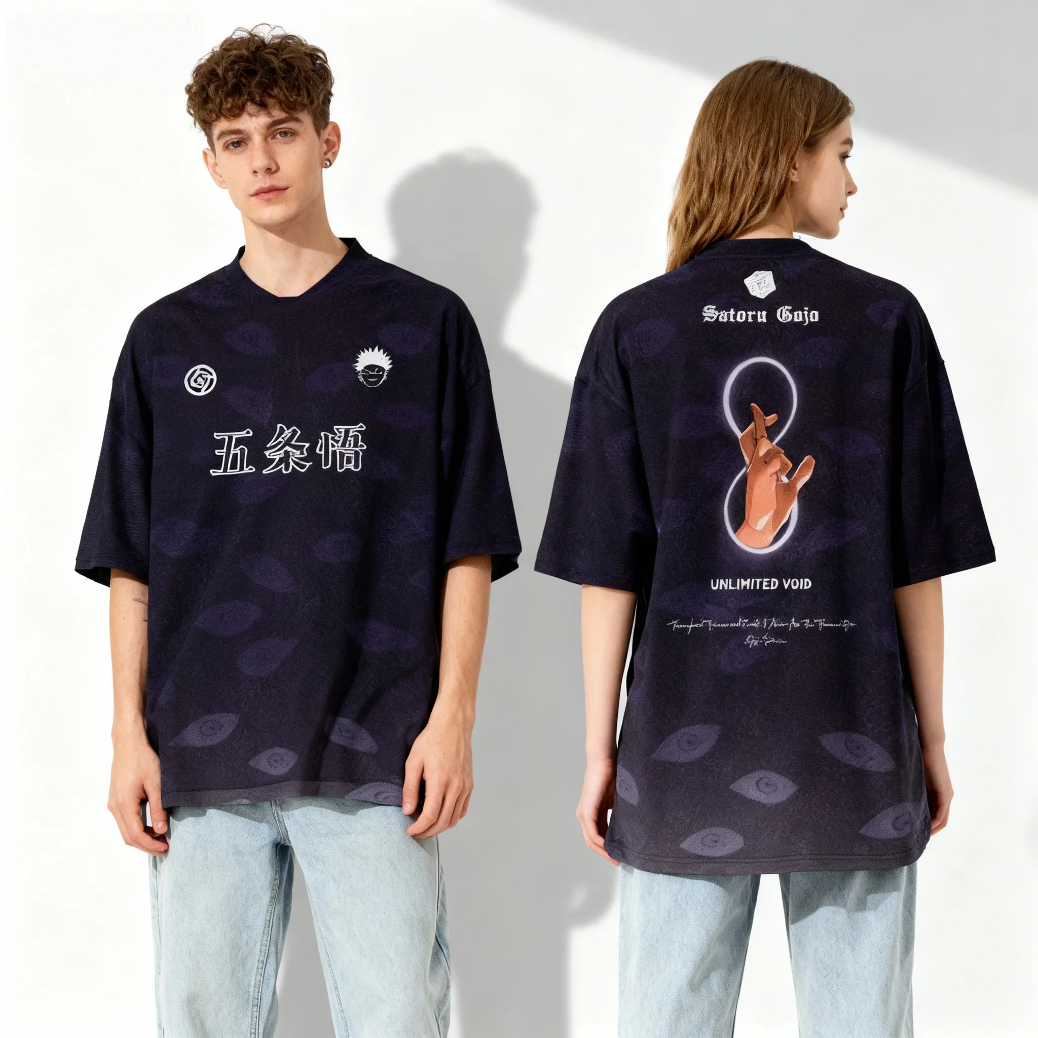 Bandai jujutsu batalha série camisa doce e legal americano rua verão camiseta oversized masculino e feminino adulto topo novo estilo