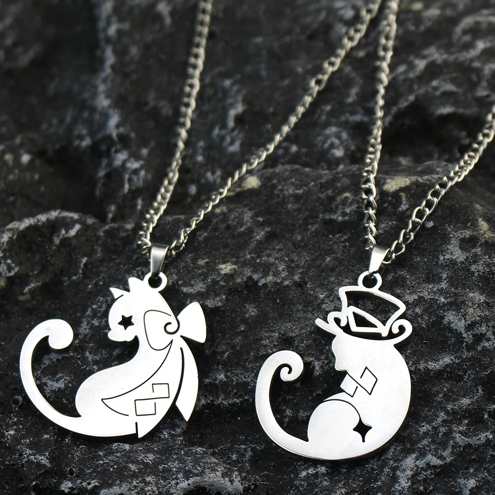 Game Impact Lynette Lyney Magician Cats Theme Cosplay Titanium Steel Necklace Pendant Metal Choker Chain Accessories