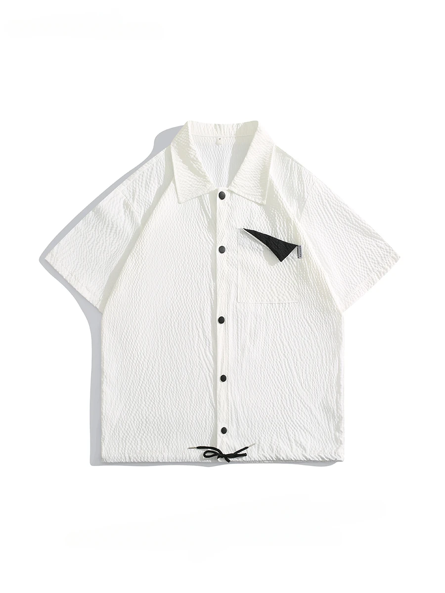 

Мужская рубашка в клетку с коротким рукавом и отложным воротником, модная брендовая Уличная Повседневная однобортная блузка большого размера, топы, женская одежда