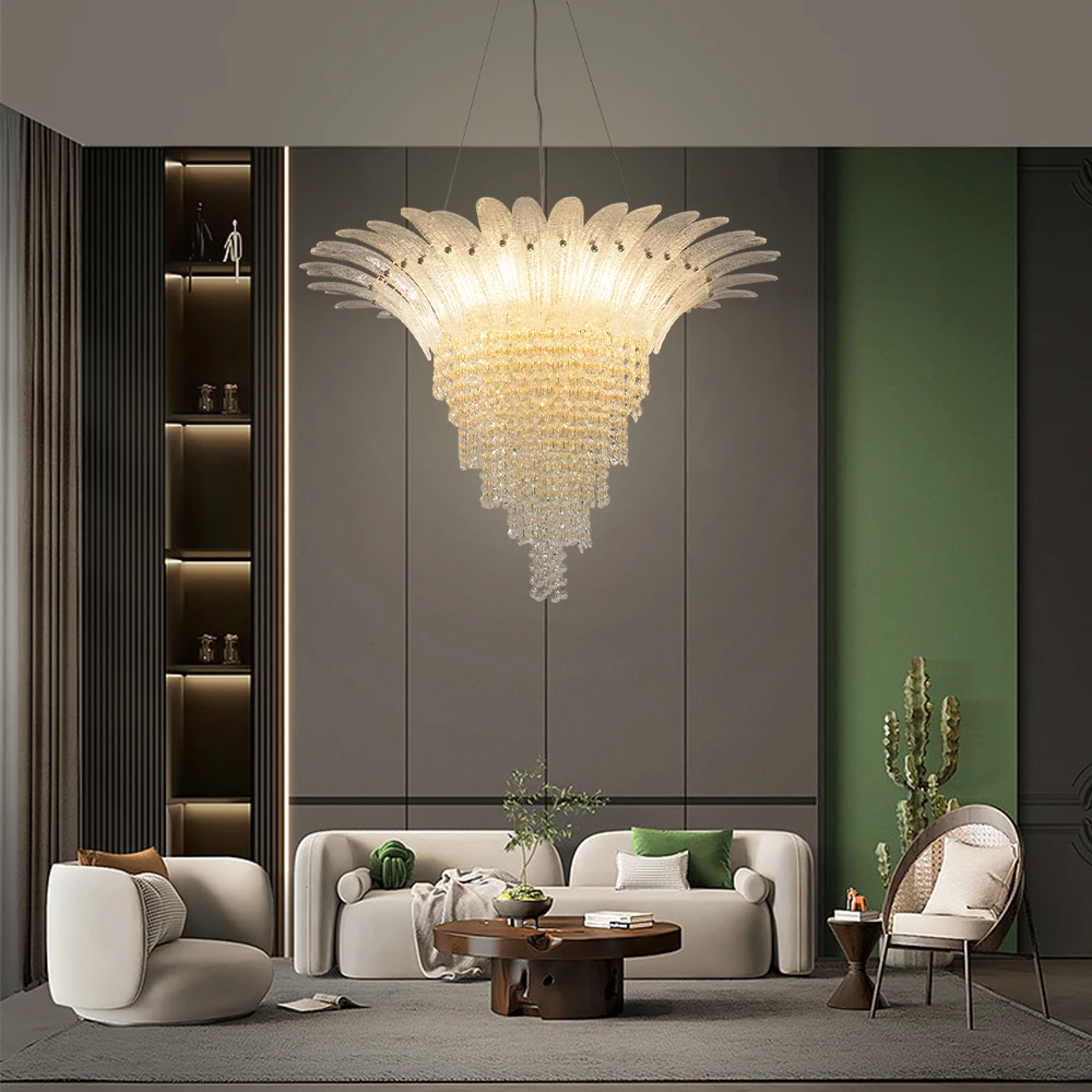 2024 New Design Crystal Chandelier American Glazed Living Room Clubhouse Villa Living Room Living Room Gold LED Chandelier E14