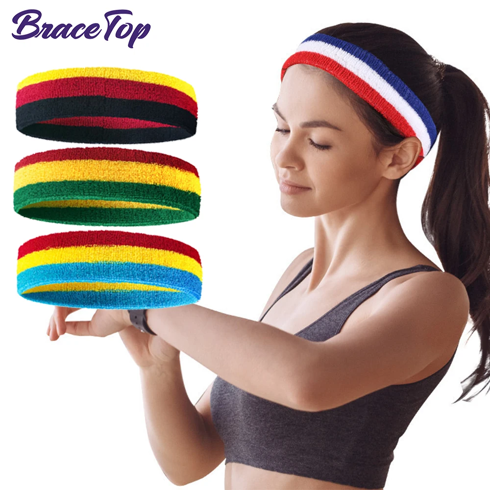 

BraceTop Fashion Sports Unisex Headband Hair Elastic Bands for Men Women Stretch Gym Fitness Outdoor Running Head Bands Hairband