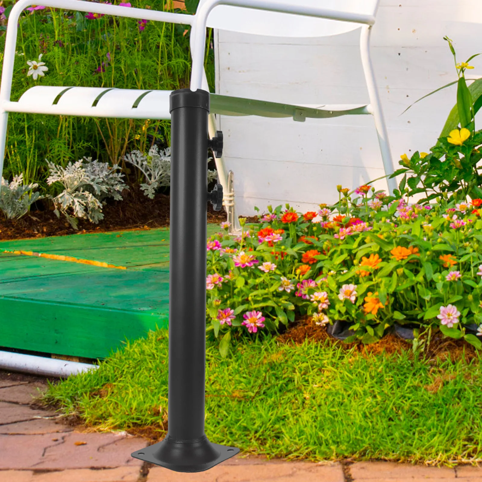 Heavy Duty Universal Umbrella Base Insert Iron Tube Stabilizer Sleeve for Cantilever Patio Garden