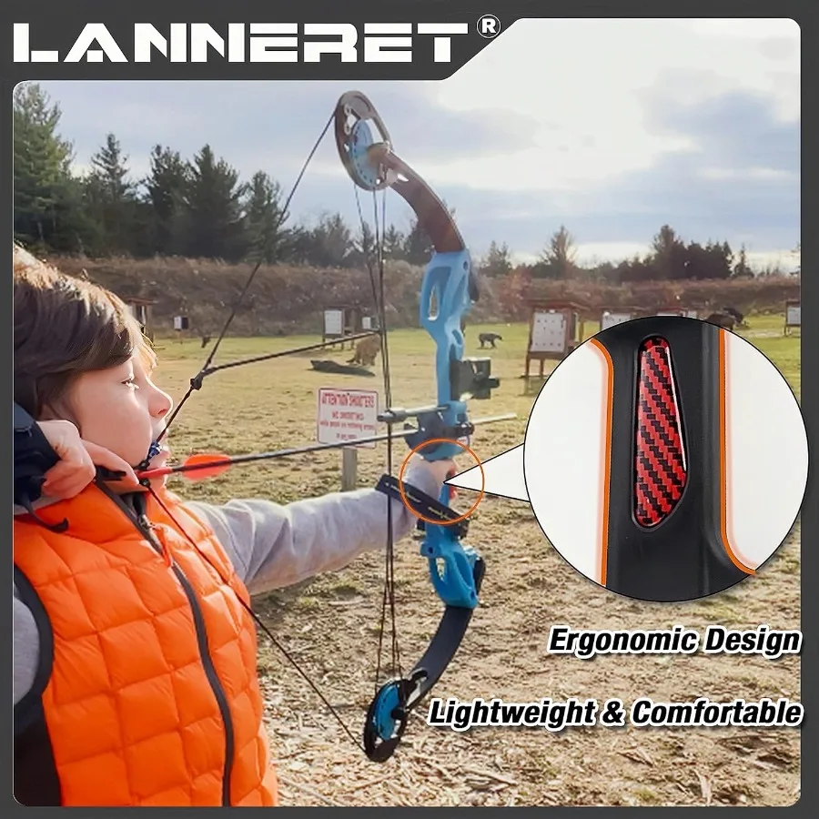Lanneret Compound Bow and Archery Sets - Right Hand Archery Compound Bows 15-29 lbs Draw Weight Adjustable for Youth and Beginn