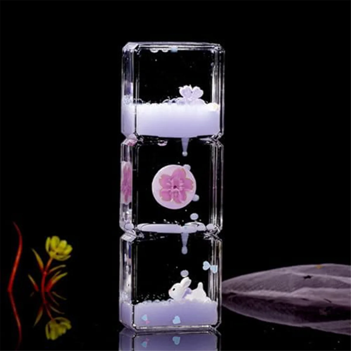 The New Mini Cartoons Liquid Hourglass, Hourglass for Kids, Cartoon Hourglass Toy, Office/Home Desktop Decoration Pink