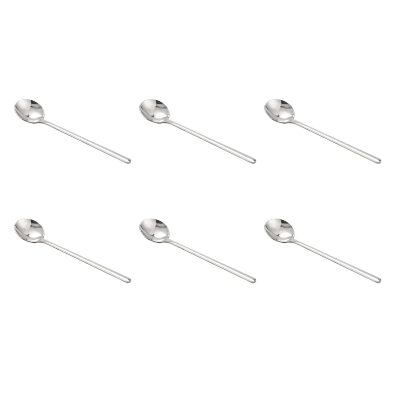 AS94-6 pezzi cucchiaio da caffè cucchiaio da caffè in acciaio inossidabile 304 con manico lungo set di cucchiaini da tè da dessert accessori da cucina argento S