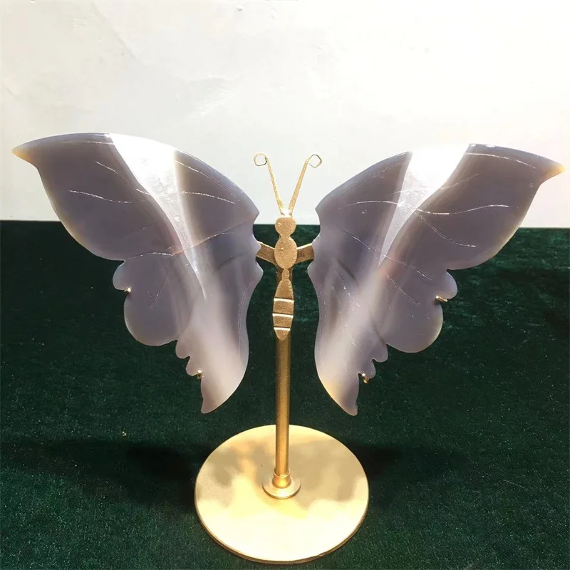 Natural gemstone craving crystal butterfly wings agate statue for sale