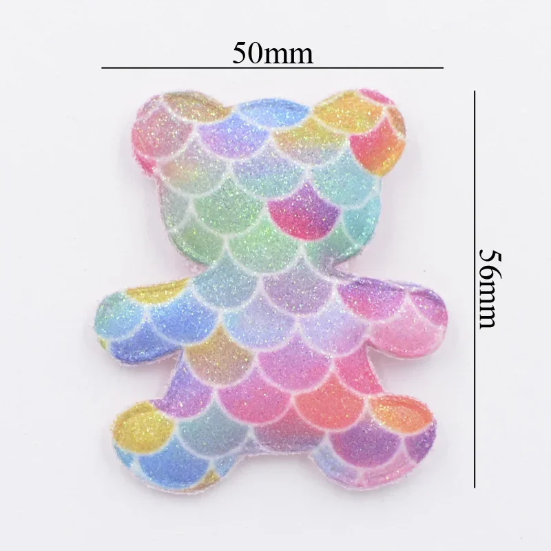 NEW Handmade Padded Patches Glitter Mermaid Scale Rainbow Bear Applique for Stick-on Clothes Crafts DIY Hair Clips Ornament