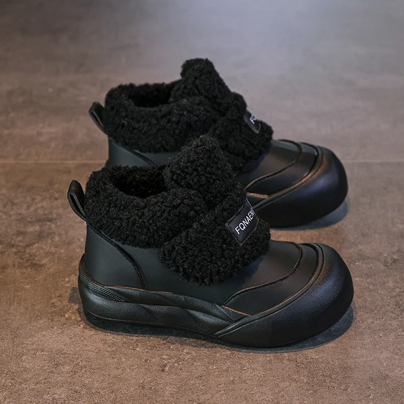 أحذية قطنية للفتيات لشتاء 2025 طراز جديد للأولاد من القطيفة عالية الجودة ونعل سميك دافئ أحذية ثلج من القطيفة بشريط فيلكرو #6