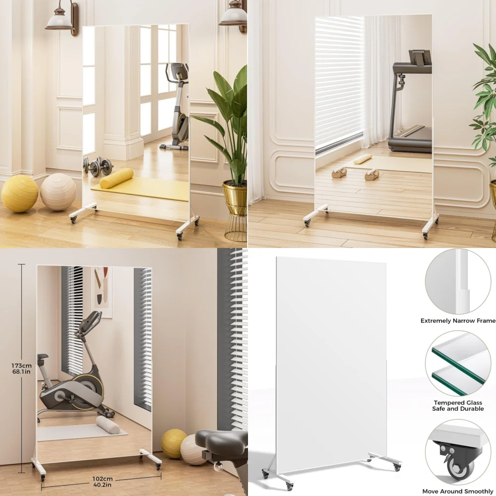 Makeup VanitiesExtra Large 68 x 40 Full Length Fitness Mirror for Home Gym Workouts