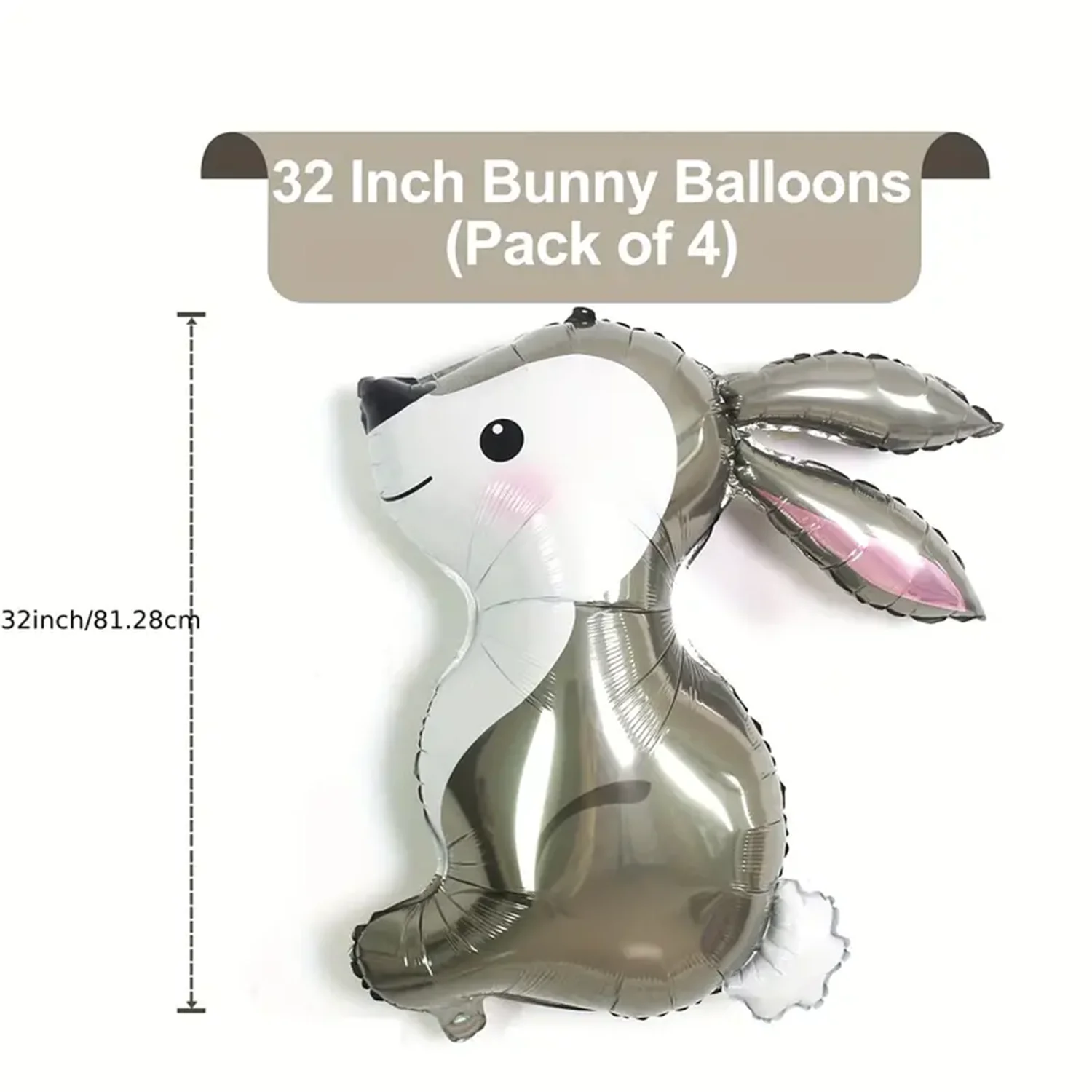 4 pieces, cute rabbit foil balloons, jungle wildlife park themed party decorations