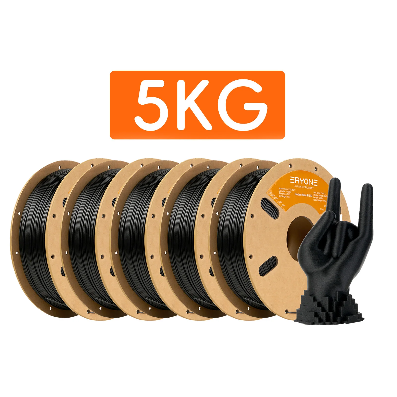 ERYONE Grote Uitverkoop 5KG PETG Carbon Fiber Premium Filament 3D Print, Meerdere Kleuren Beschikbaar, PETG-CF filament, 1KG/Spoel