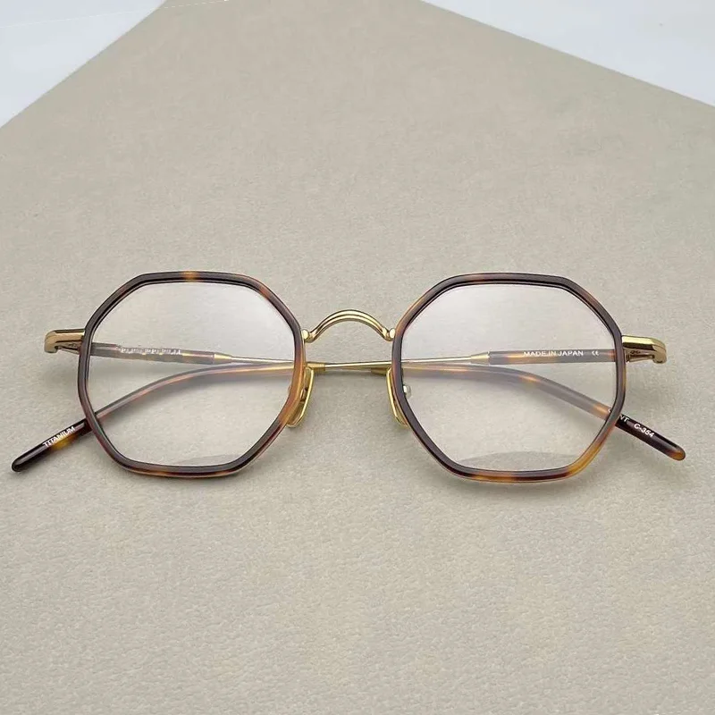 

Origional HIgh quality Irregular Polygonal Glasses Frame Hand-made Pure Titanium Eyeglasses Prescription