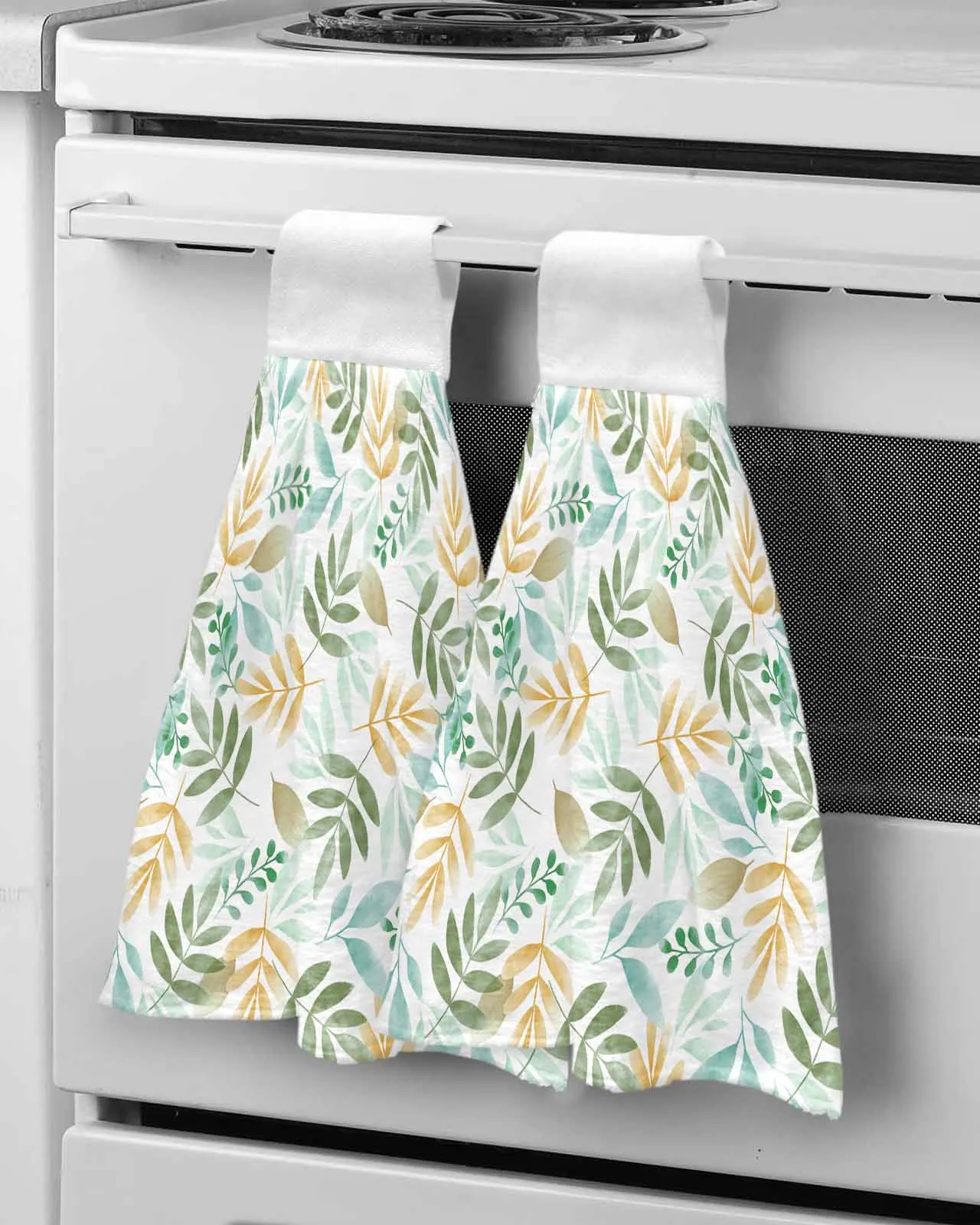 Plants Leaves Country Style Hand Towel Soft Absorbent Cloth Dishcloths Hanging Cloth Kitchen Bathroom Accessories