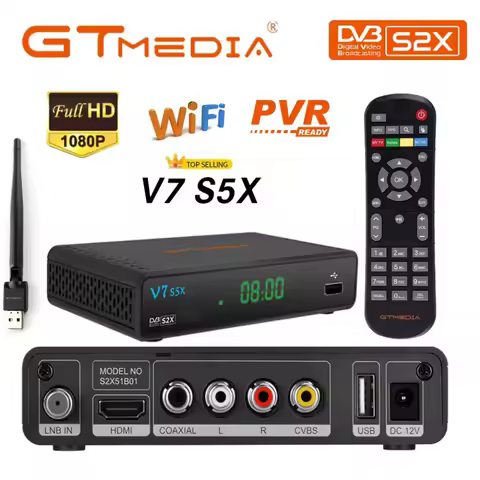 GTMEDIA V7S5X Satellite Set-top Box DVB-S2X/S2/S Full HD 1080P H.265 Decoder with USB WiFi Digital Receiver