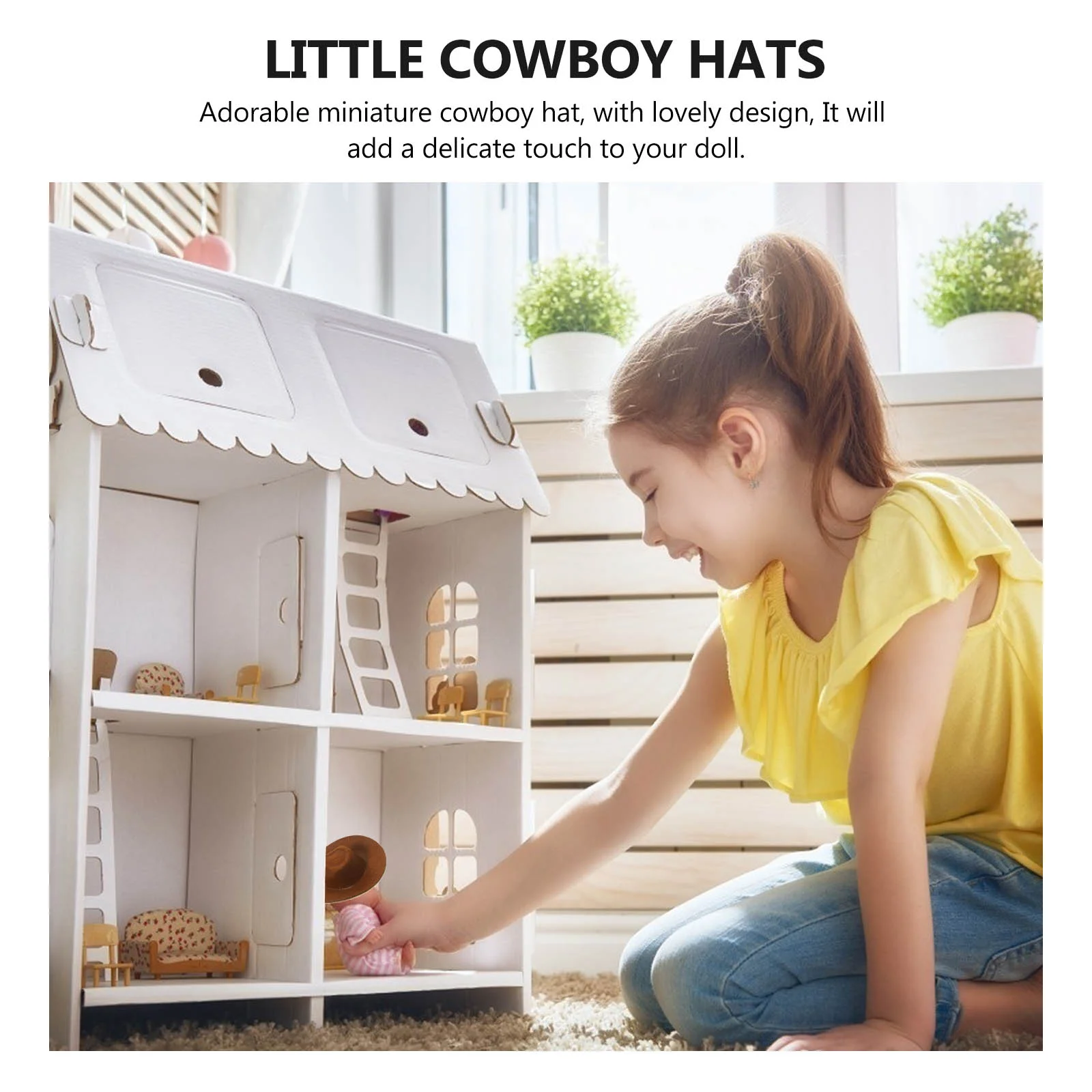 4 Pcs Mini Cowboy Hat Hats for Crafts Mall Tiny Dolls DIY Accessories House Miniature Toy