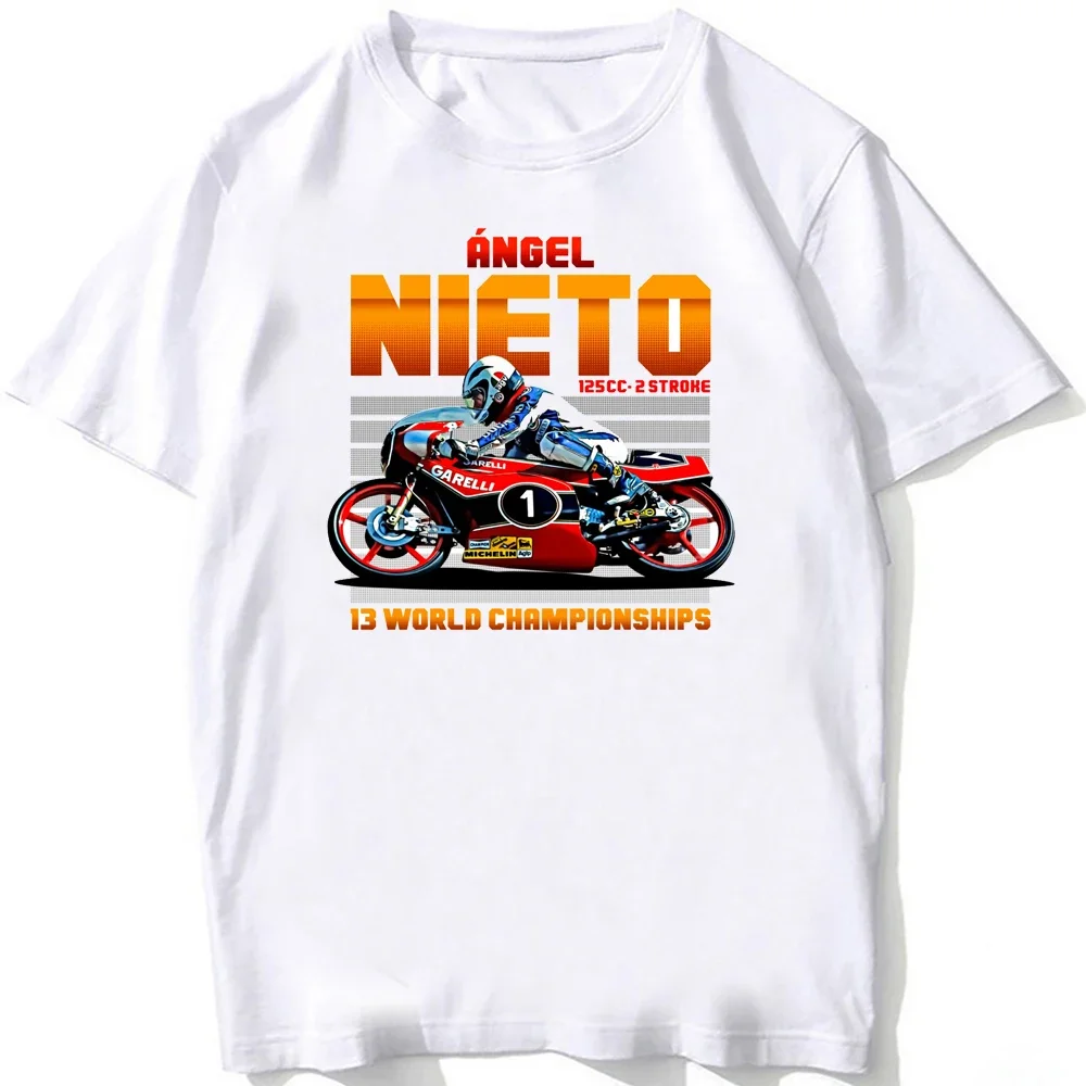 Angel Nieto 125cc Legend 13 12+1 GP Riding T-Shirt New Men Short Sleeve Adventure Sport Casual Boy White Tees Hip Hop Rider Tops