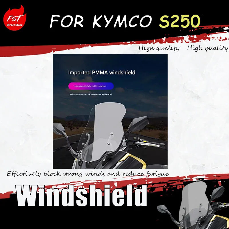 

Модифицированное ветровое стекло для KYMCO S250, увеличенное и расширенное переднее ветровое стекло для CK250T, улучшенная версия для S350.