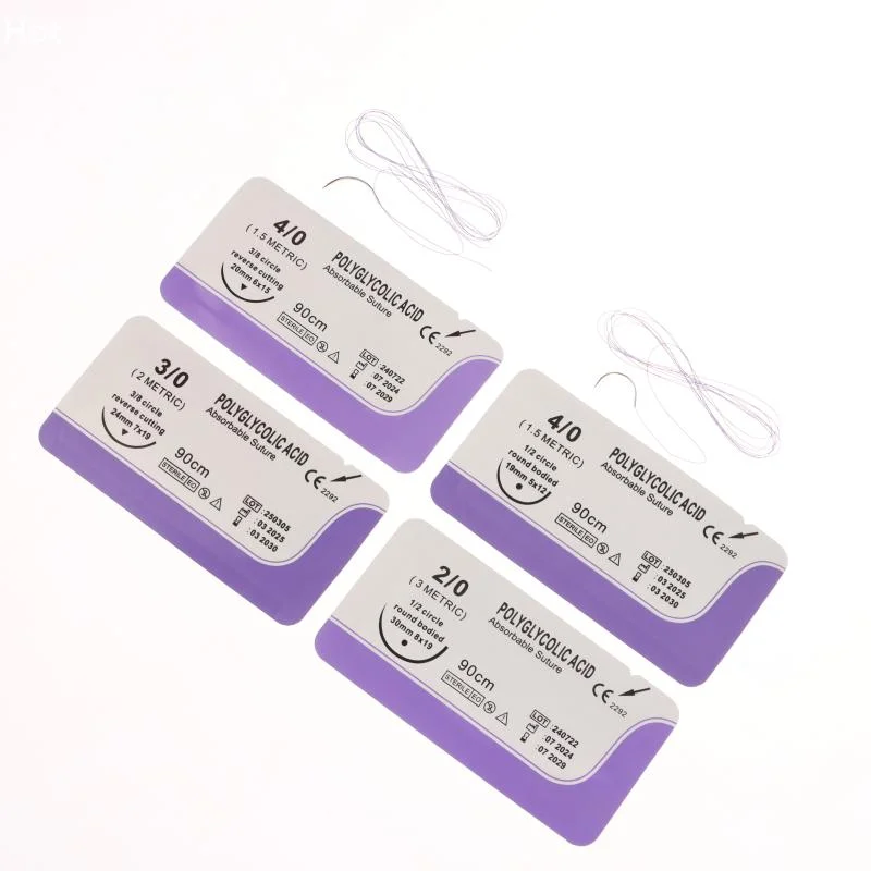 Ideal for Pet Dog Teaching & Practical Exercises, 1/4PCS 90CM PGA Absorbable Suture Thread with 2/0 3/0 4/0 Needle