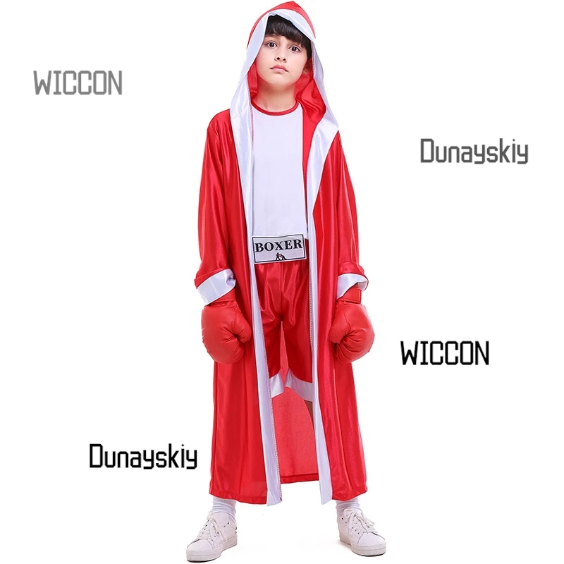 زي الهالوين التنكري ذو اللونين، ملابس رياضية رائعة باللونين الأحمر والأزرق، أزياء الملاكمة الملاكمة، أداء المسرح