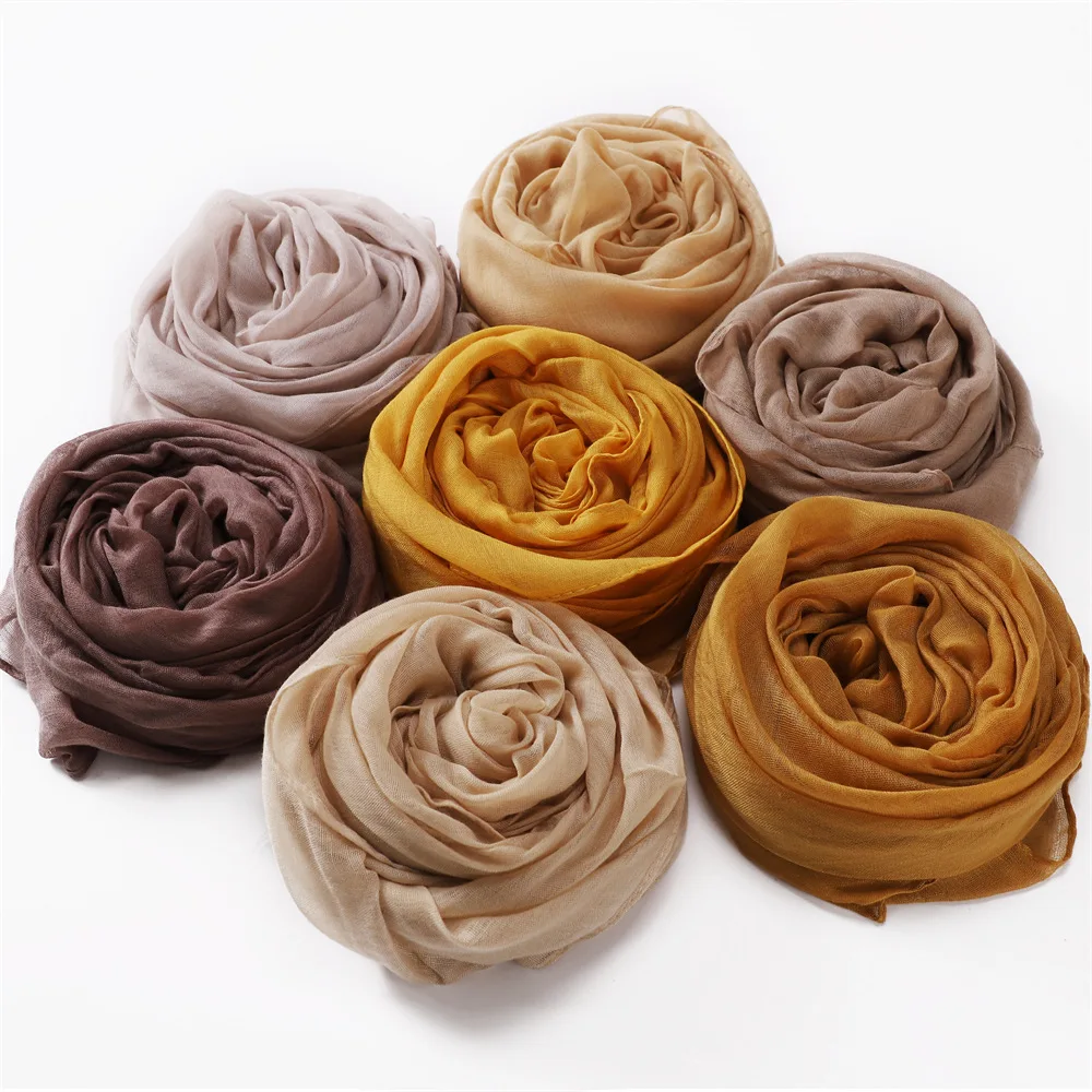 Sciarpa Hijab sottile in cotone e lino tinta unita da donna sciarpe e scialli di alta qualità fascia per capelli Musulman turbante islamico 180*90Cm