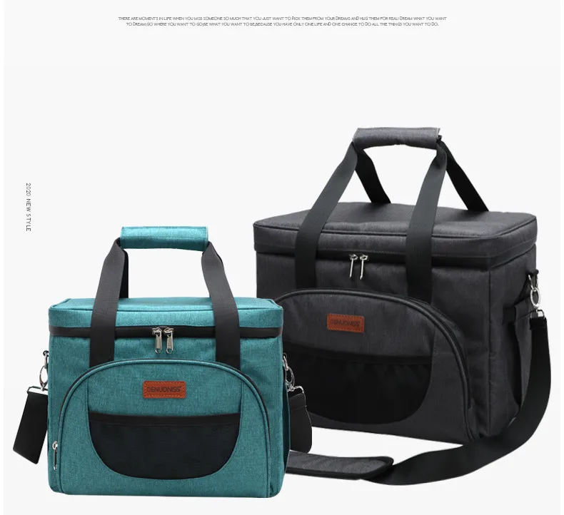 16/28L 40 Dosen Kühlerhandtasche mit Riemen, Picknicktasche, Isotherme-Isoliertasche für Eis, Bier, Mahlzeitenbehälter, Lunchtasche, DENUONISS – Detail 1