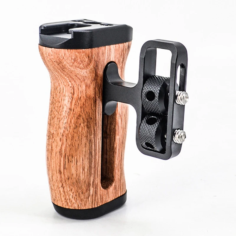 

Camera Cage Left/Right Side Hand Grip Wooden Hand Grip For Photo Expand Cage Wooden Handle Grip Cold Shoe For Mic Video Light