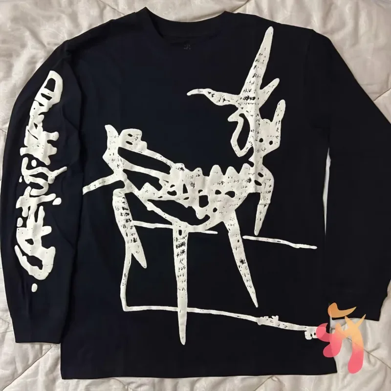 American High Street Utopia Sweatshirts Black Graffiti Print Cactus Jack Long Sleeve Casual Loose Cotton Men Tops Women Pullover