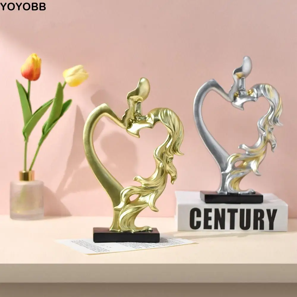 

Home Decor Nordic Style Couple Statue Abstract Heart Shape Resin Figurines Romantic Lovers Sculpture Valentine's Day