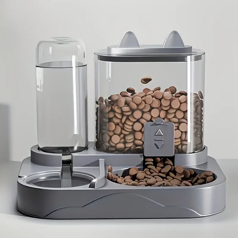 Distributeur automatique de nourriture pour chats 2-en-1 de grande capacité, conception de séparation eau-aliments secs - Pour chats et petits chiens