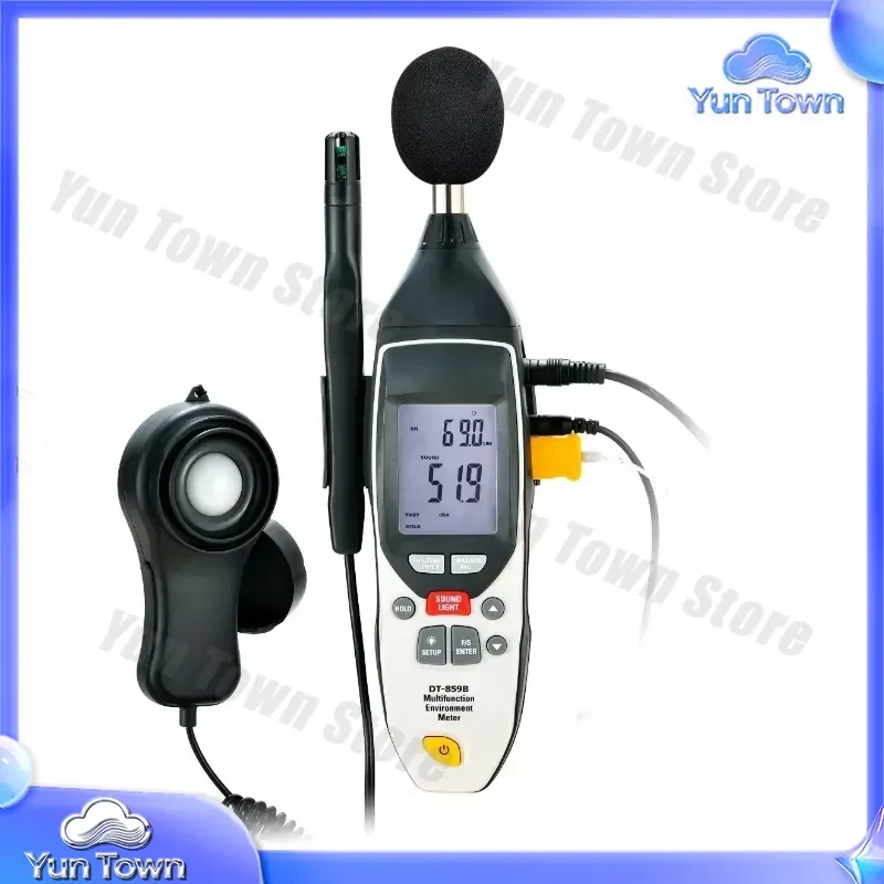 5-In-1 Multifunctional Environmental Meter for Sound Level Light Humidity Temperature and Wind Speed Measurement for Home