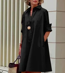 Mcdv Women's Long White Shirt Dress Spring and Autumn Casual Korean Dress Retro Oversized Size Medium Long Gown Loose Cardigan