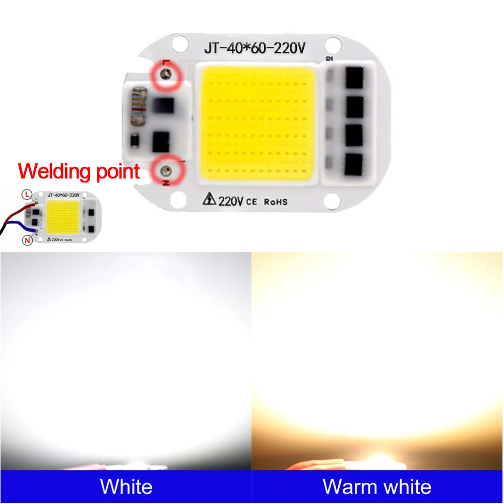 LED Chip 20W 30W 50W AC 220V COB LED Lamp Bead Smart IC No Need Driver DIY Track light Flood light LED chip Lamp Red Green Warm