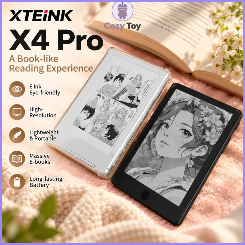 XTEiNK X4 Pro 4.3Inch EInk eBook Reader Adjustable Front Light Touchscreen Page Turn Buttons Pocket Portable eReader For Readers