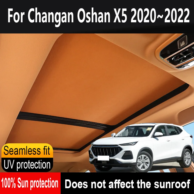 

Car Panoramic Sunroof Insulation Roof Visor For Changan Oshan X5 2020~2022 Anti-UV Electrostatic Adsorption Sky Curtain Sunshade